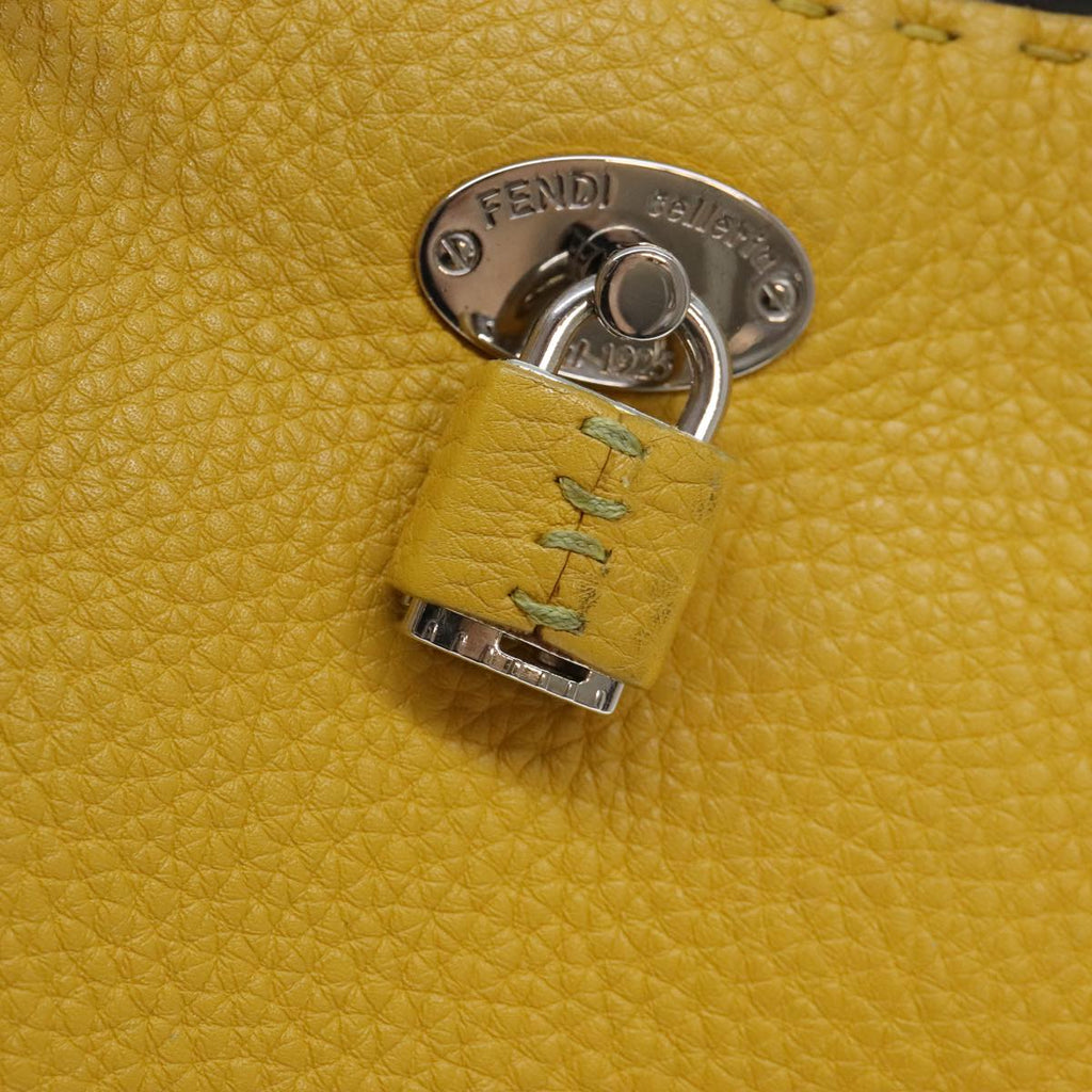FENDI Celeria Tote Bag Leather Yellow Silveryk15014