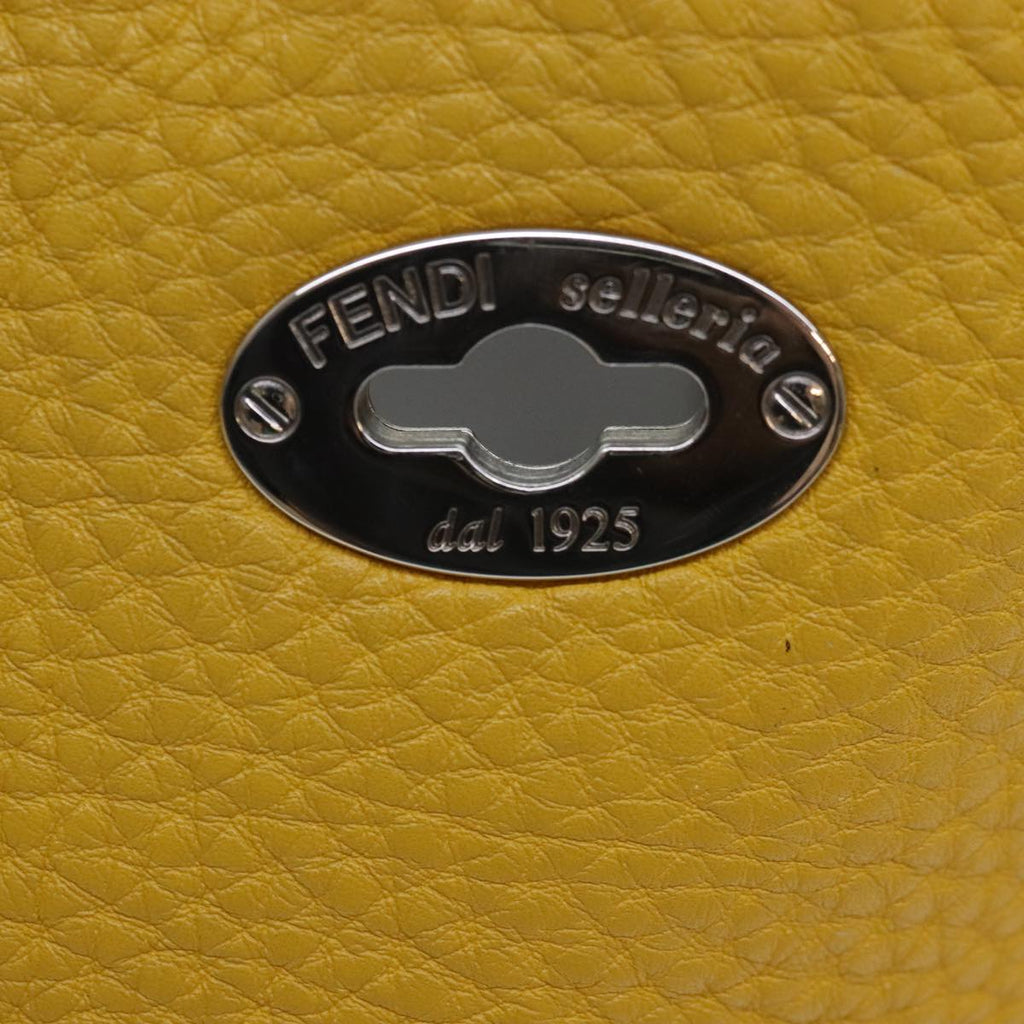 FENDI Celeria Tote Bag Leather Yellow Silveryk15014