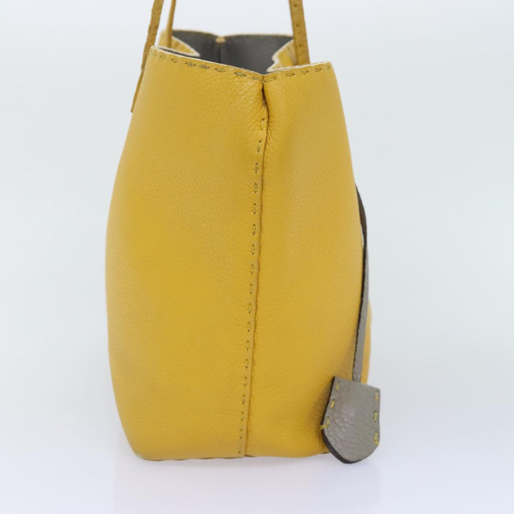 FENDI Celeria Tote Bag Leather Yellow Silveryk15014