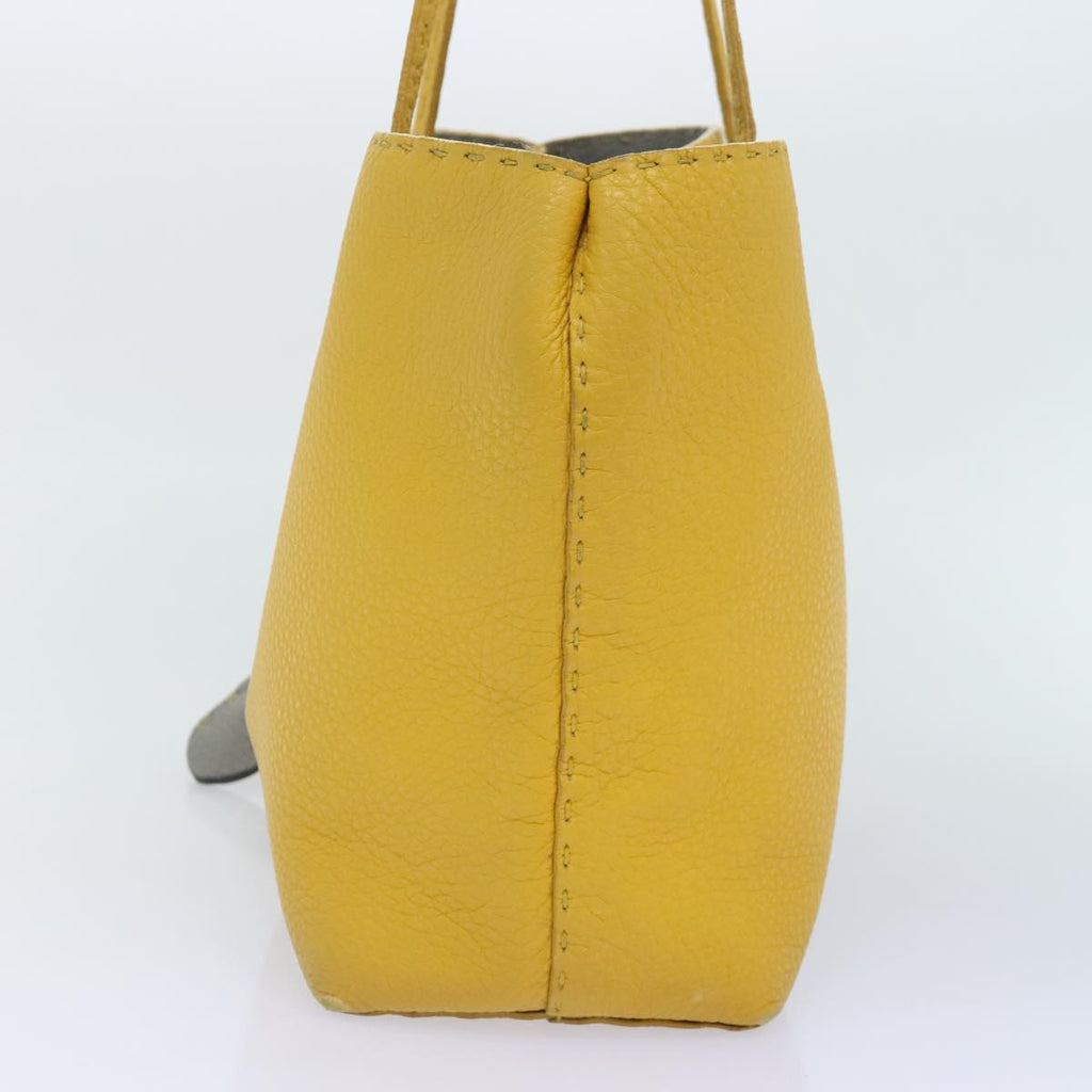 FENDI Celeria Tote Bag Leather Yellow Silveryk15014