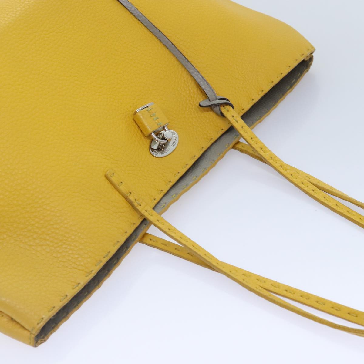 FENDI Celeria Tote Bag Leather Yellow Silveryk15014