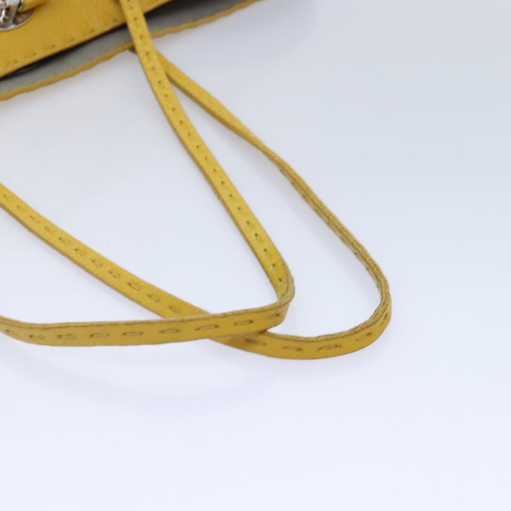 FENDI Celeria Tote Bag Leather Yellow Silveryk15014