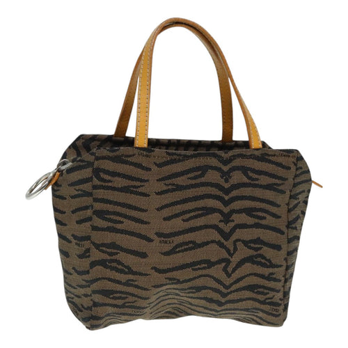 FENDI Hand Bag Canvas Brown Silveryk15027