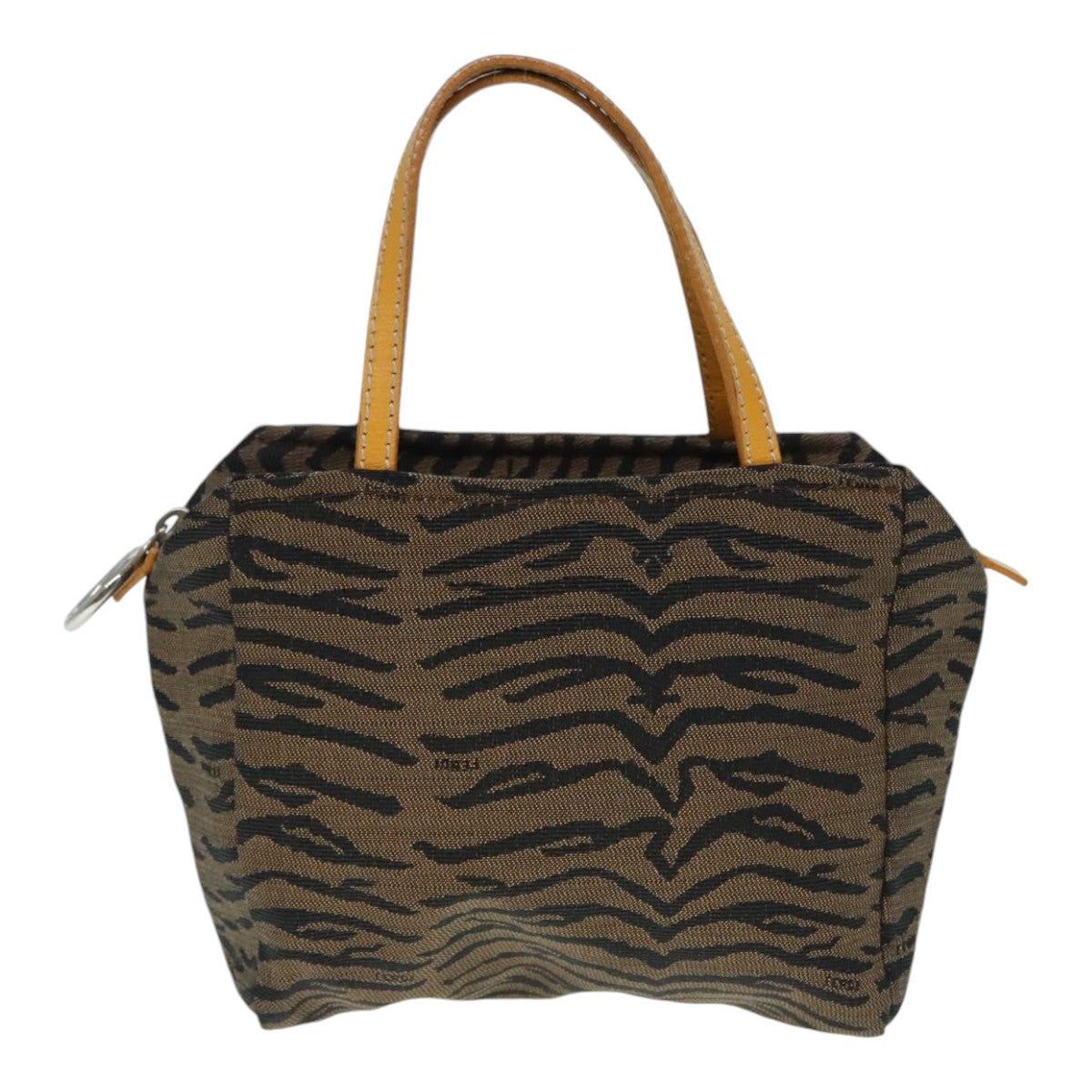 FENDI Hand Bag Canvas Brown Silveryk15027