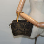 FENDI Hand Bag Canvas Brown Silveryk15027