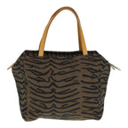 FENDI Hand Bag Canvas Brown Silveryk15027