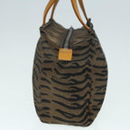 FENDI Hand Bag Canvas Brown Silveryk15027