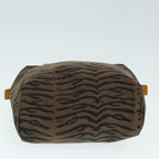 FENDI Hand Bag Canvas Brown Silveryk15027