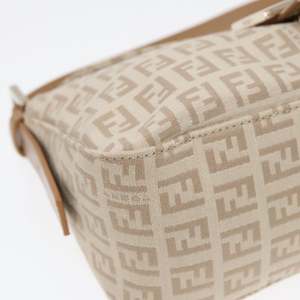 FENDI Zucchino Canvas Mamma Baguette Shoulder Bag Beige Goldyk15046A