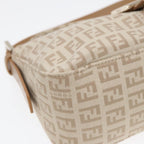 FENDI Zucchino Canvas Mamma Baguette Shoulder Bag Beige Goldyk15046A