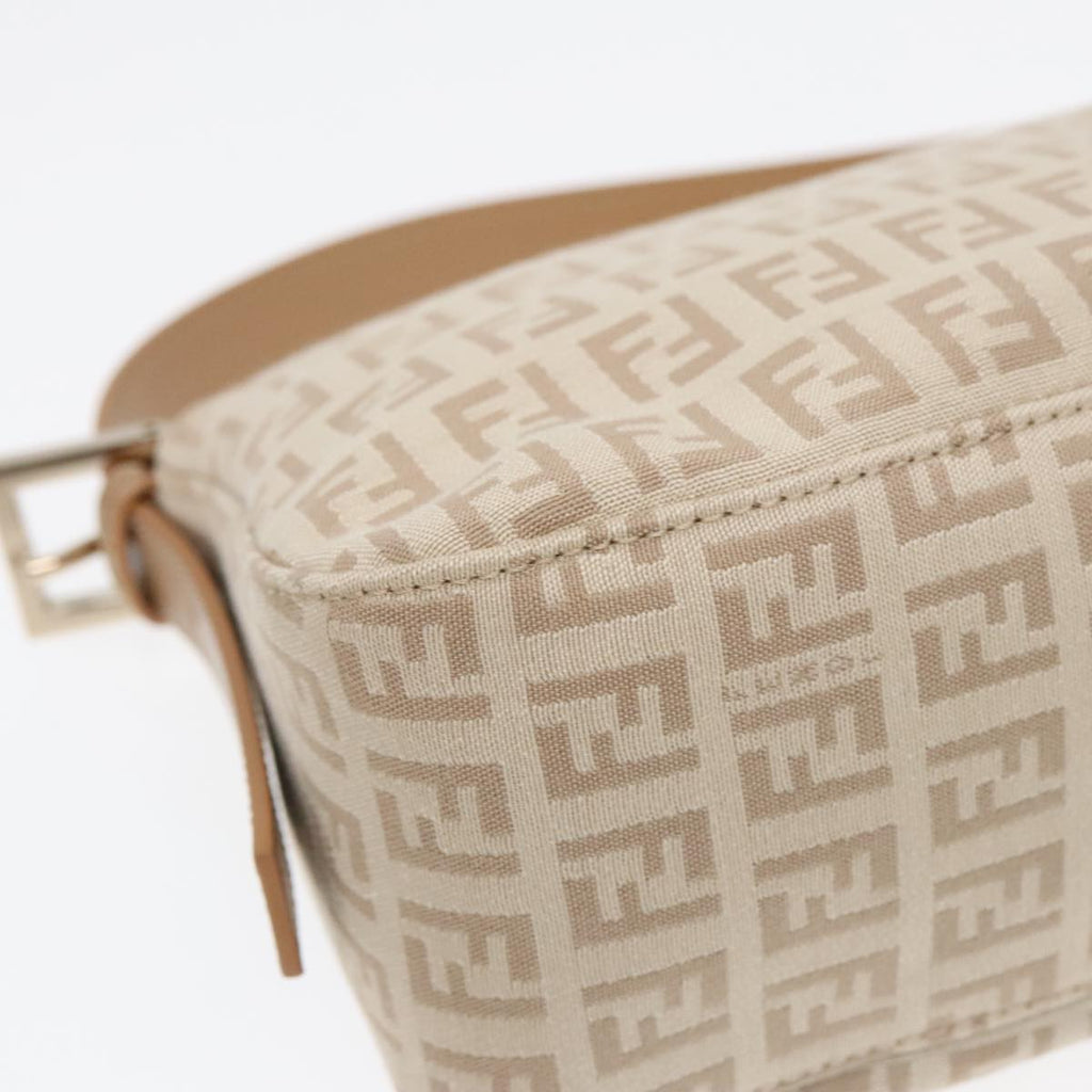 FENDI Zucchino Canvas Mamma Baguette Shoulder Bag Beige Goldyk15046A