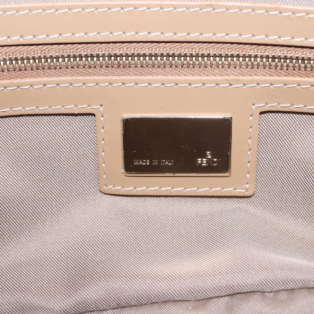 FENDI Zucchino Canvas Mamma Baguette Shoulder Bag Beige Goldyk15046A