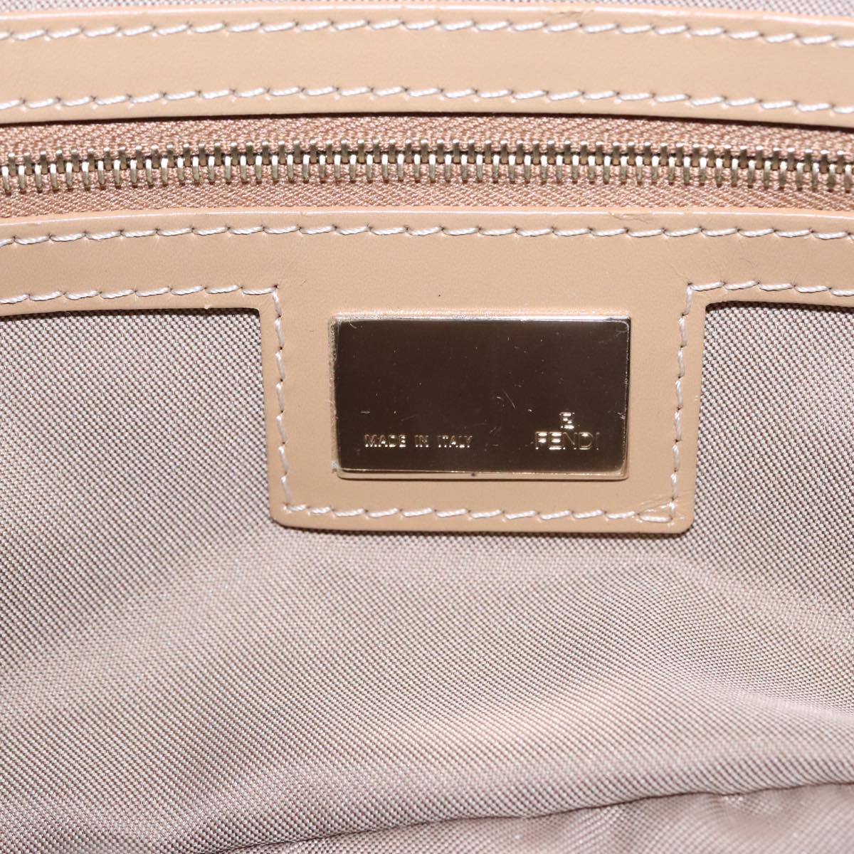 FENDI Zucchino Canvas Mamma Baguette Shoulder Bag Beige Goldyk15046A