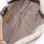 FENDI Zucchino Canvas Mamma Baguette Shoulder Bag Beige Goldyk15046A