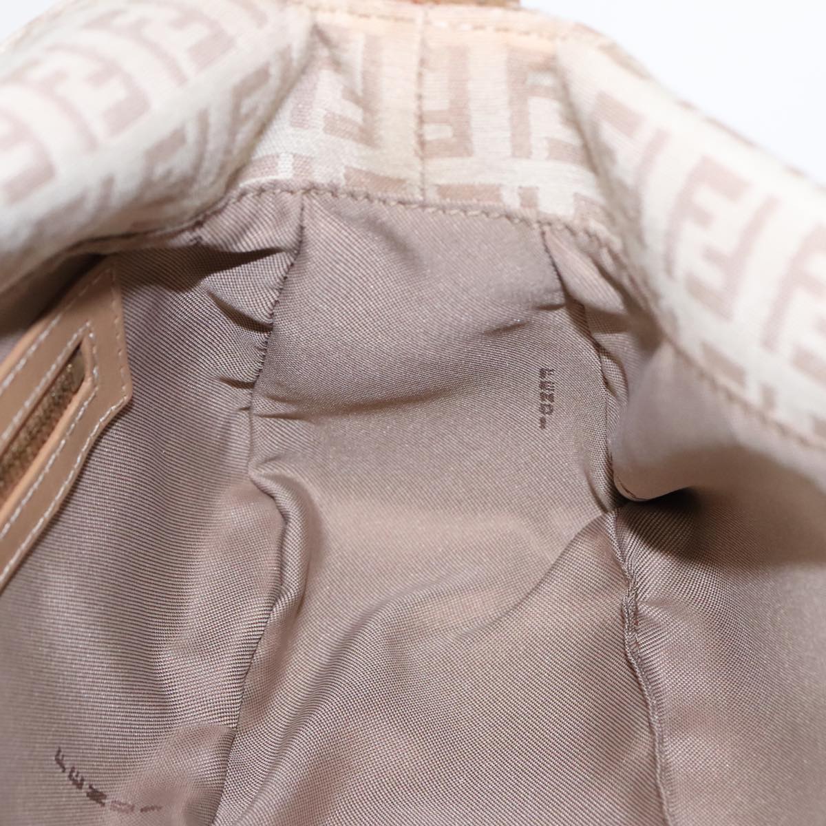 FENDI Zucchino Canvas Mamma Baguette Shoulder Bag Beige Goldyk15046A