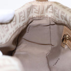 FENDI Zucchino Canvas Mamma Baguette Shoulder Bag Beige Goldyk15046A