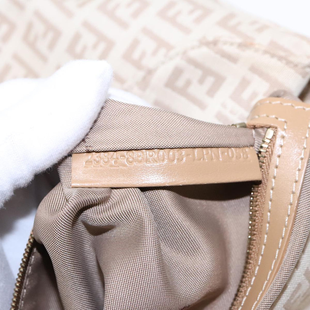 FENDI Zucchino Canvas Mamma Baguette Shoulder Bag Beige Goldyk15046A