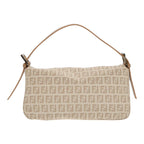 FENDI Zucchino Canvas Mamma Baguette Shoulder Bag Beige Goldyk15046A