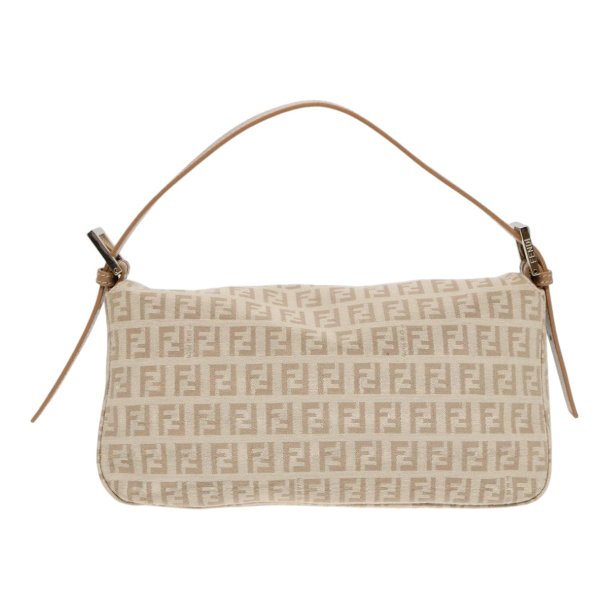 FENDI Zucchino Canvas Mamma Baguette Shoulder Bag Beige Goldyk15046A