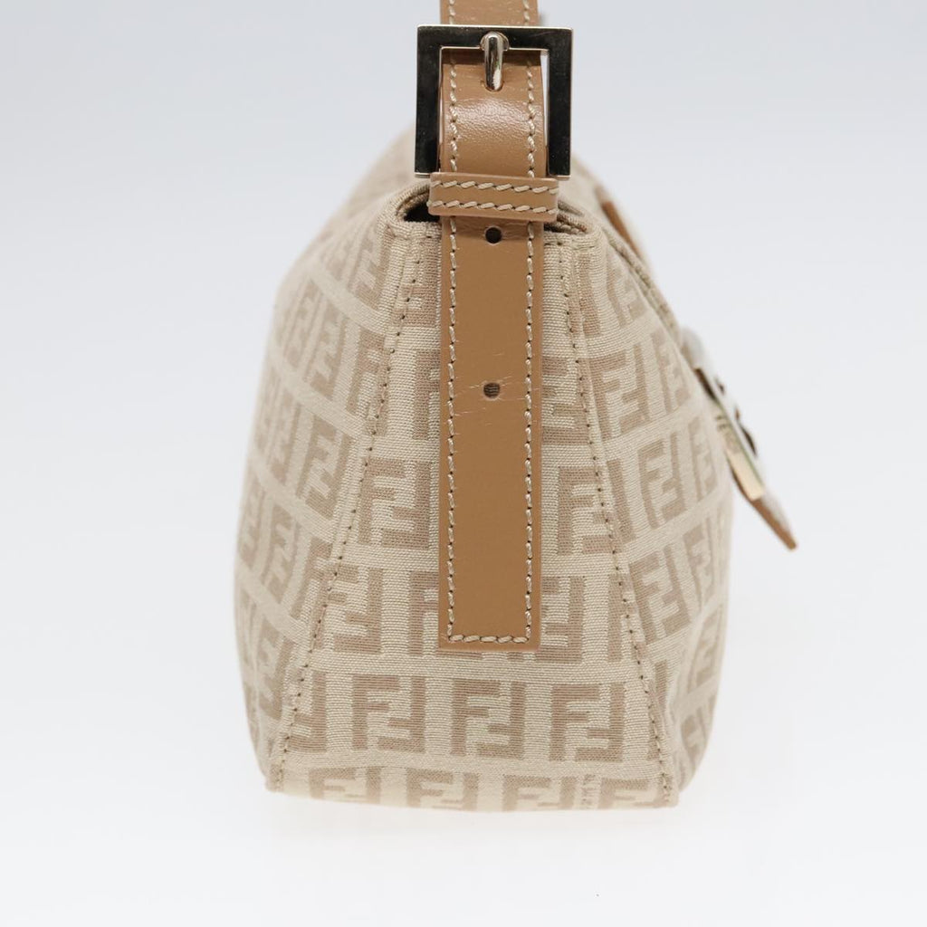 FENDI Zucchino Canvas Mamma Baguette Shoulder Bag Beige Goldyk15046A