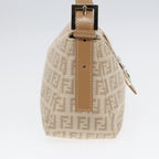 FENDI Zucchino Canvas Mamma Baguette Shoulder Bag Beige Goldyk15046A