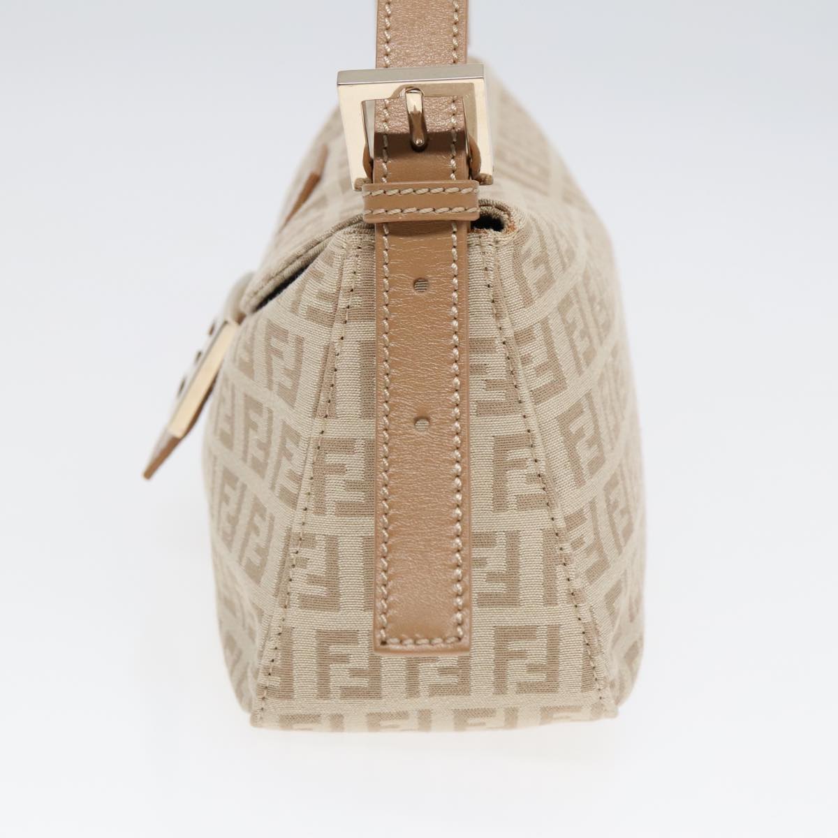 FENDI Zucchino Canvas Mamma Baguette Shoulder Bag Beige Goldyk15046A