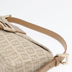 FENDI Zucchino Canvas Mamma Baguette Shoulder Bag Beige Goldyk15046A