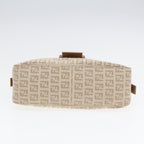 FENDI Zucchino Canvas Mamma Baguette Shoulder Bag Beige Goldyk15046A