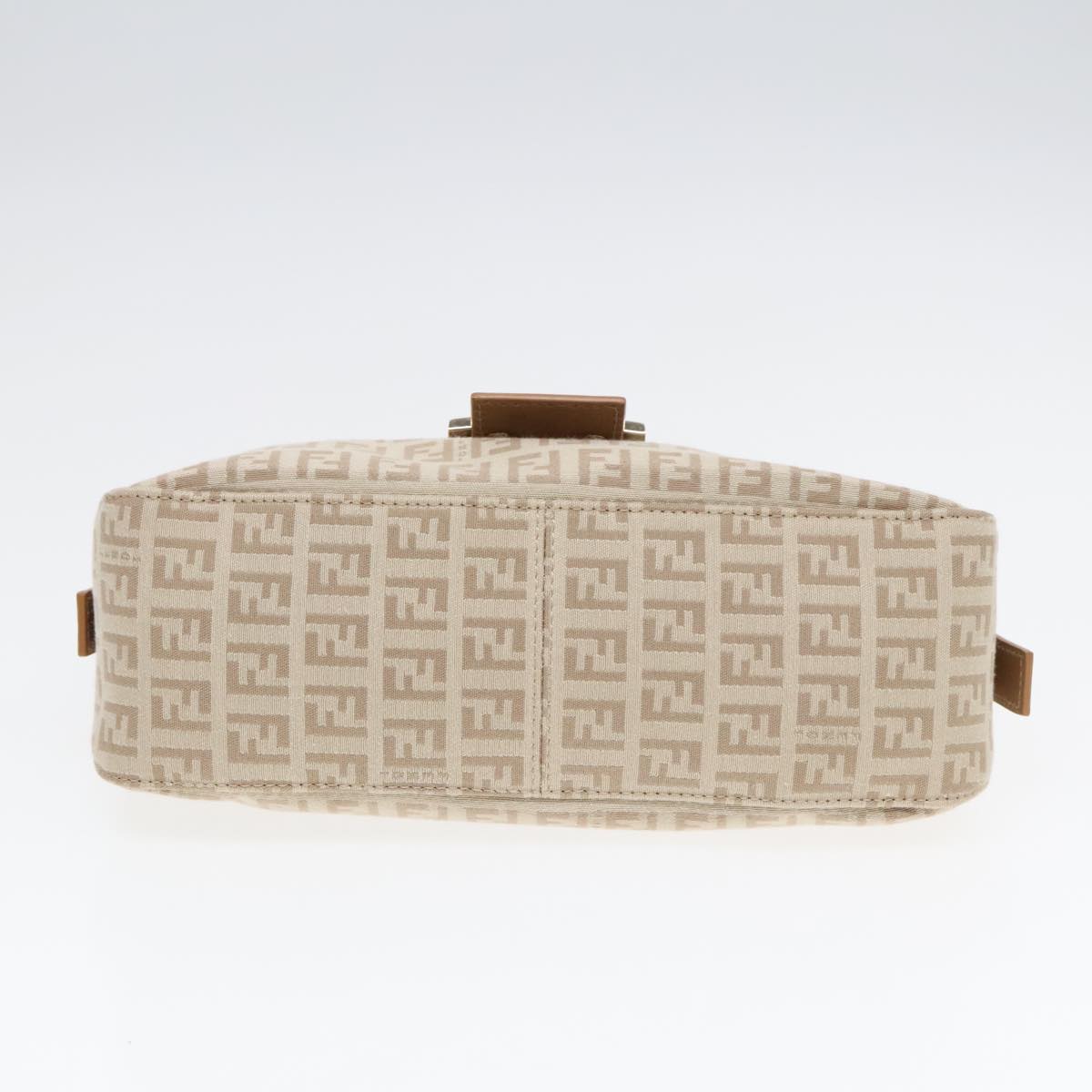FENDI Zucchino Canvas Mamma Baguette Shoulder Bag Beige Goldyk15046A