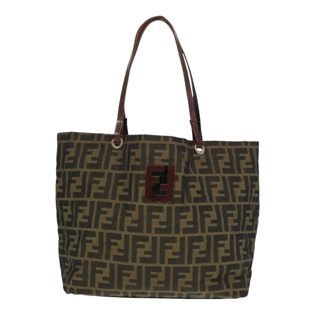 FENDI Zucca Canvas Tote Bag Brown Black Silveryk15049