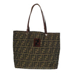 FENDI Zucca Canvas Tote Bag Brown Black Silveryk15049