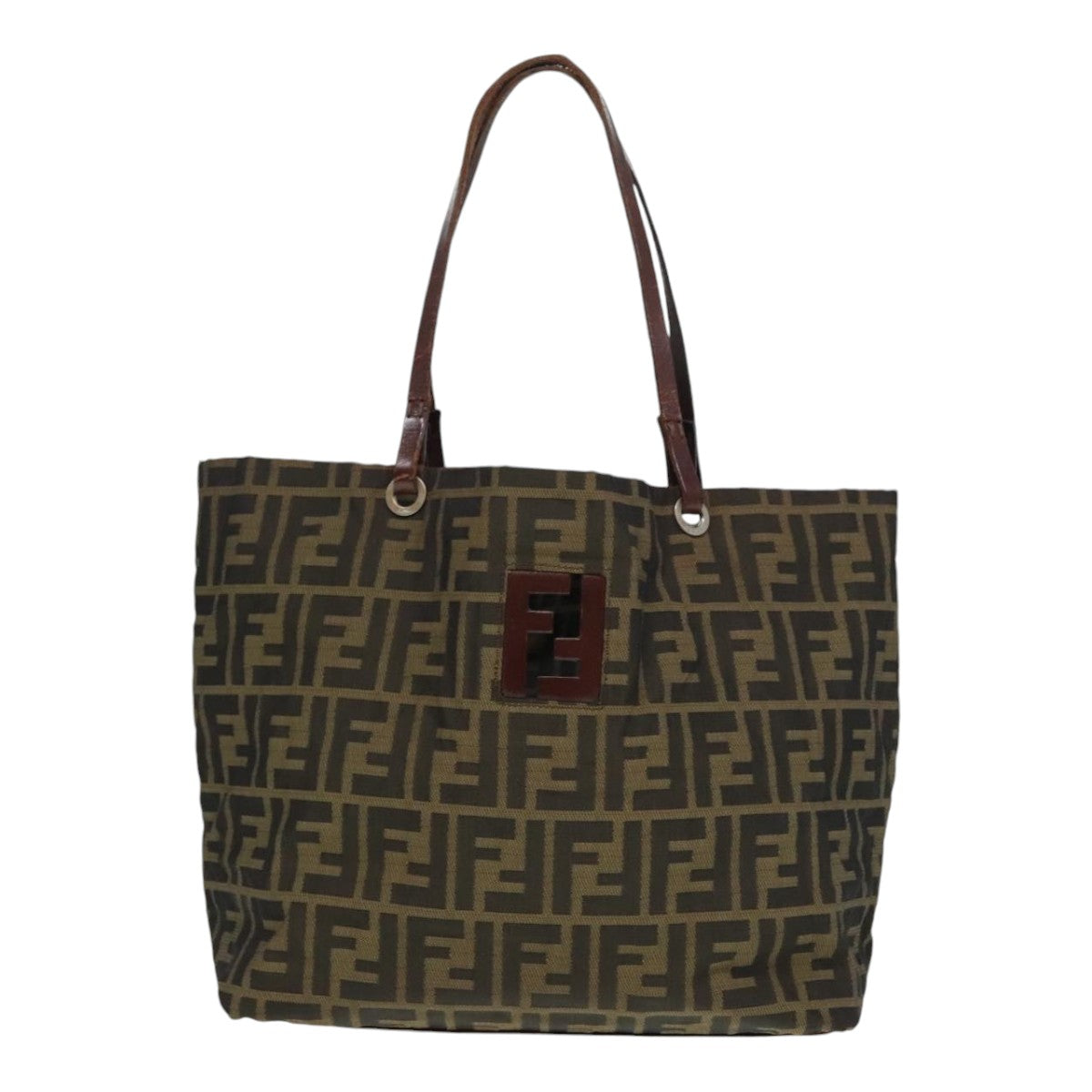 FENDI Zucca Canvas Tote Bag Brown Black Silveryk15049