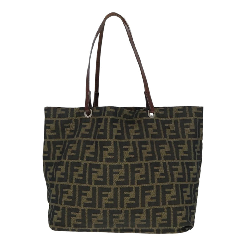 FENDI Zucca Canvas Tote Bag Brown Black Silveryk15049