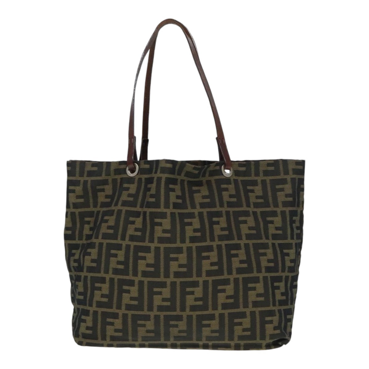 FENDI Zucca Canvas Tote Bag Brown Black Silveryk15049