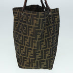 FENDI Zucca Canvas Tote Bag Brown Black Silveryk15049
