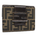 FENDI Zucca Canvas Wallet Black Brownyk15059