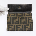 FENDI Zucca Canvas Wallet Black Brownyk15059