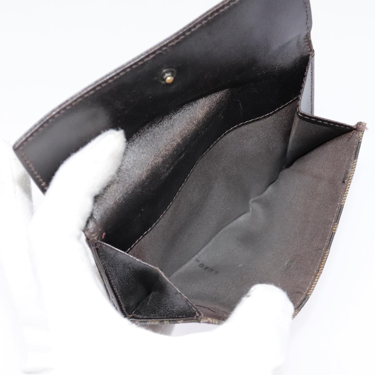 FENDI Zucca Canvas Wallet Black Brownyk15059