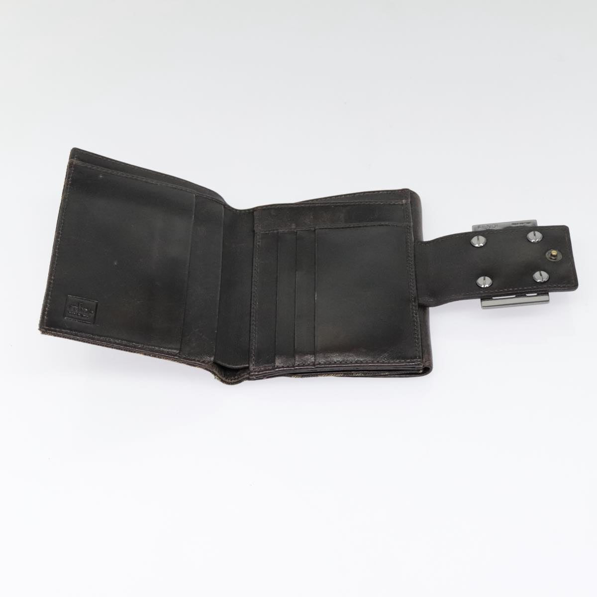 FENDI Zucca Canvas Wallet Black Brownyk15059