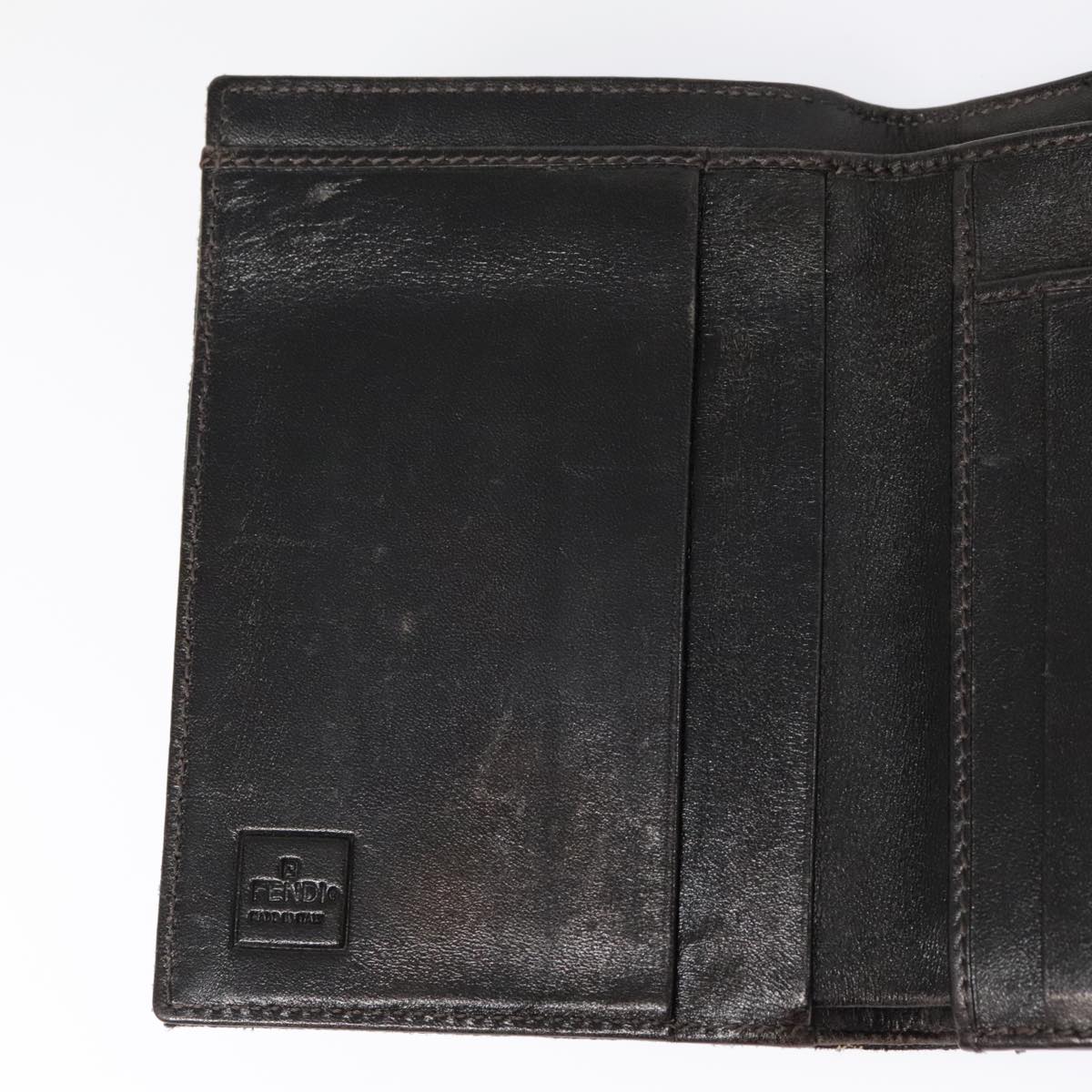 FENDI Zucca Canvas Wallet Black Brownyk15059