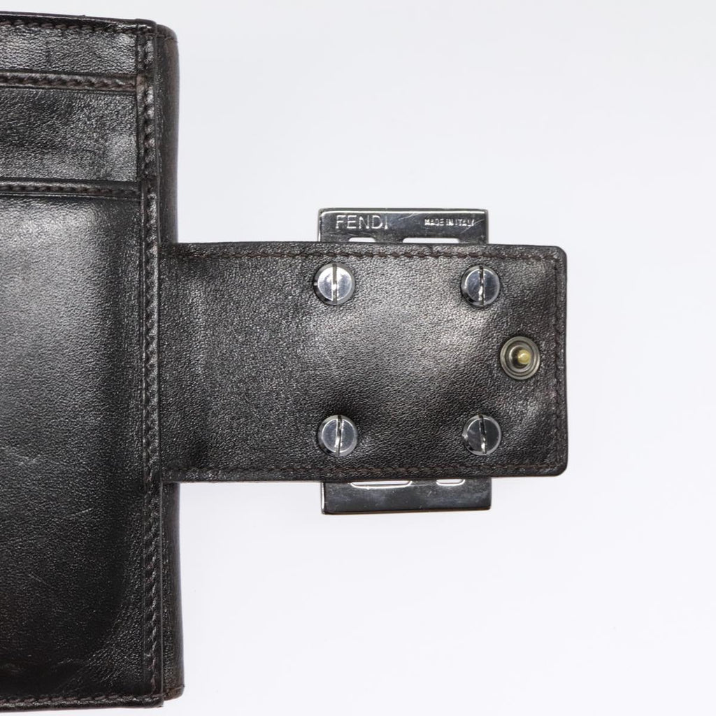 FENDI Zucca Canvas Wallet Black Brownyk15059