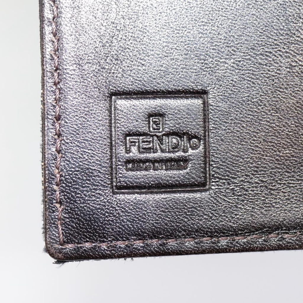 FENDI Zucca Canvas Wallet Black Brownyk15059