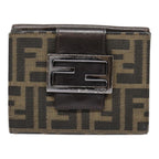 FENDI Zucca Canvas Wallet Black Brownyk15059