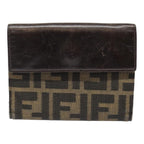 FENDI Zucca Canvas Wallet Black Brownyk15059