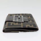 FENDI Zucca Canvas Wallet Black Brownyk15059