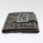FENDI Zucca Canvas Wallet Black Brownyk15059