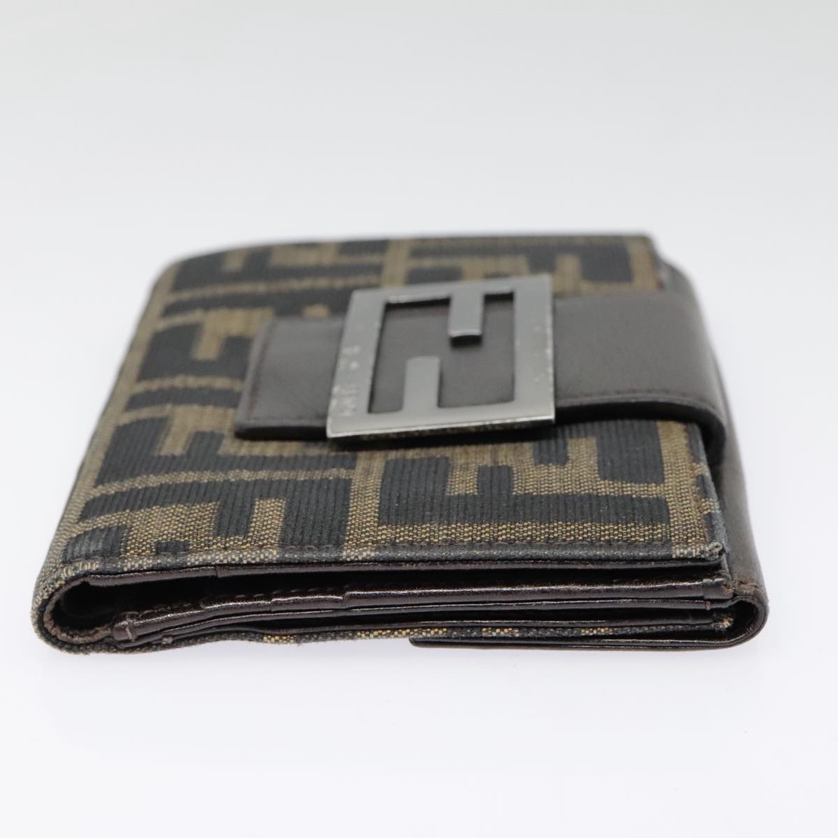 FENDI Zucca Canvas Wallet Black Brownyk15059