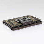 FENDI Zucca Canvas Wallet Black Brownyk15059