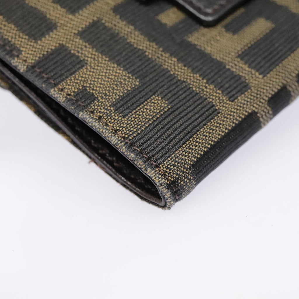 FENDI Zucca Canvas Wallet Black Brownyk15059