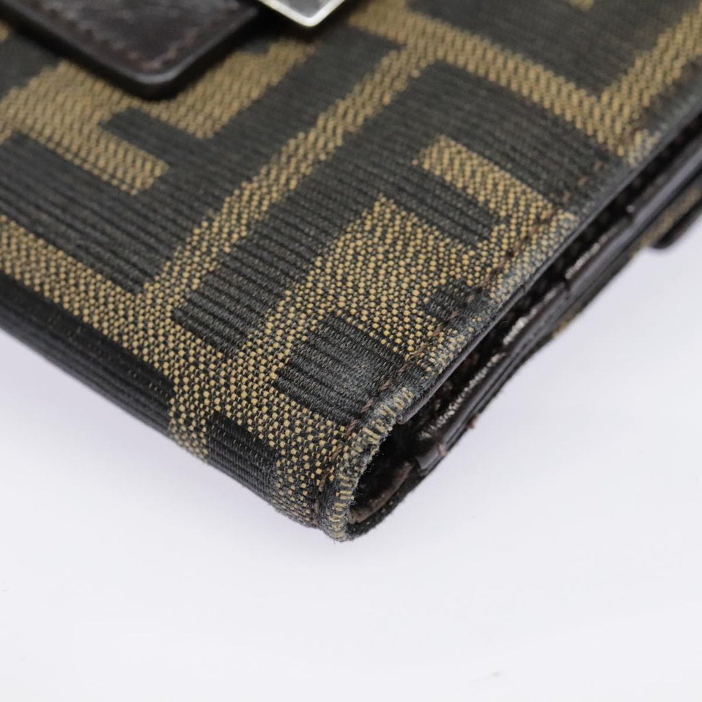 FENDI Zucca Canvas Wallet Black Brownyk15059